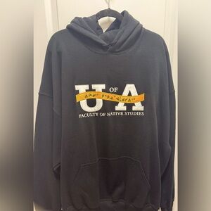 U of A Faculty of Native Studies black embroidered hoodie. XXL - Brand New